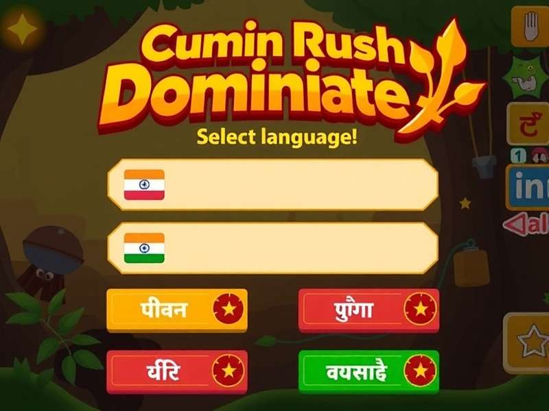 Cumin Rush Dominate Language Options Cumin Rush Dominate game interface showing language selection screen with various Indian languages