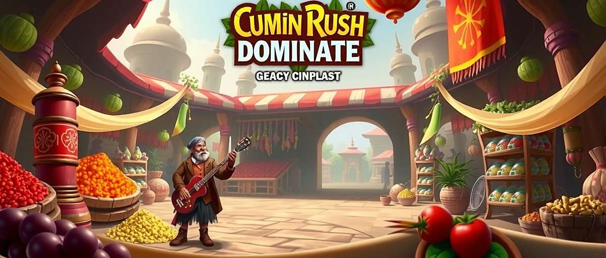 Cumin Rush Dominate Gameplay Screenshot Cumin Rush Dominate gameplay showing a marketplace with various spice stalls and traders