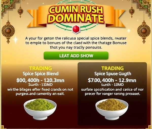 Cumin Rush Dominate Eid Event Cumin Rush Dominate Eid event featuring special spice blends and trading bonuses