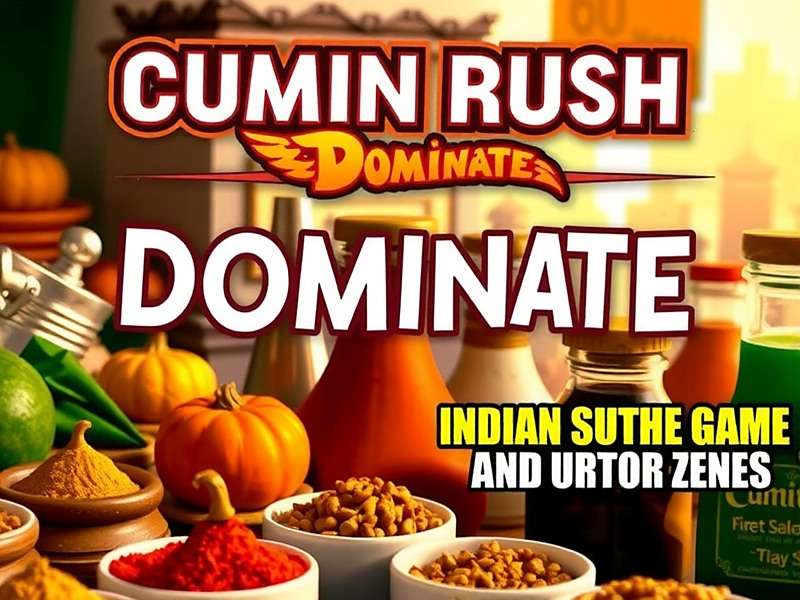 Cumin Rush Dominate Game Cover Cumin Rush Dominate game cover showing various Indian spices in a marketplace setting